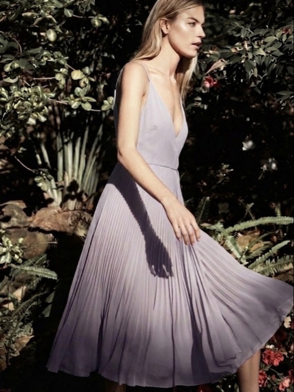 Aritzia Wilfred Beaune Midi Dress XXS Lilac Fog Pleated Ballet Core Wrap Purple